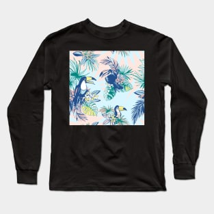 Pastel Toucan Tropical bird pattern Long Sleeve T-Shirt